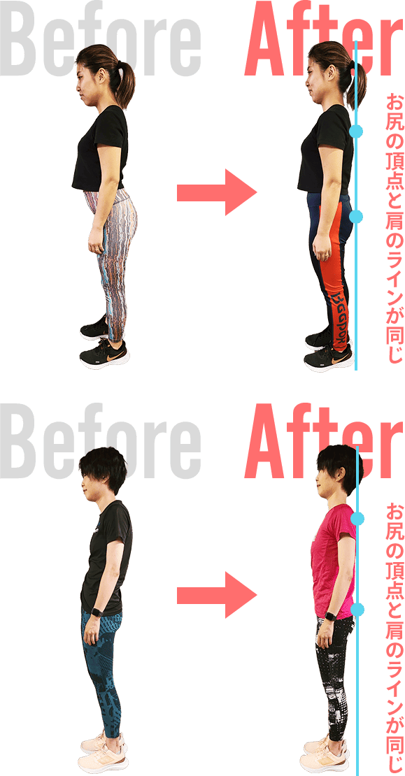 Before/After：お尻の頂点と肩のラインが同じ