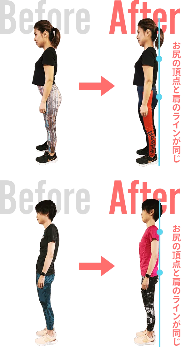 Before/After：お尻の頂点と肩のラインが同じ